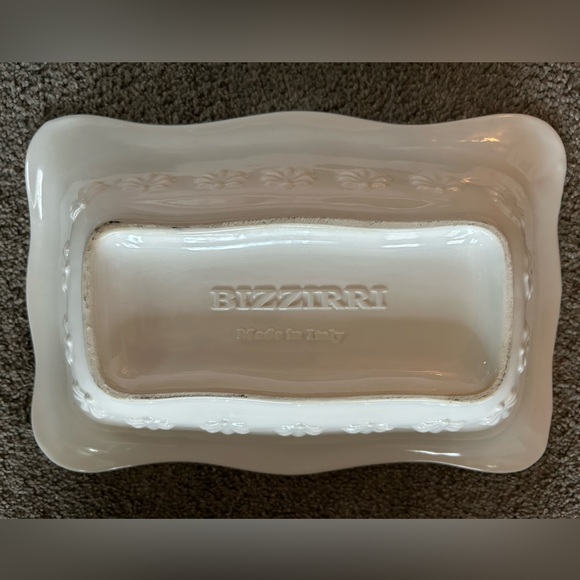 1950’s BIZZIRRI Made Italy Off White Scalloped Ceramic Rectangle Serving Dish x3 - Picture 6 of 11